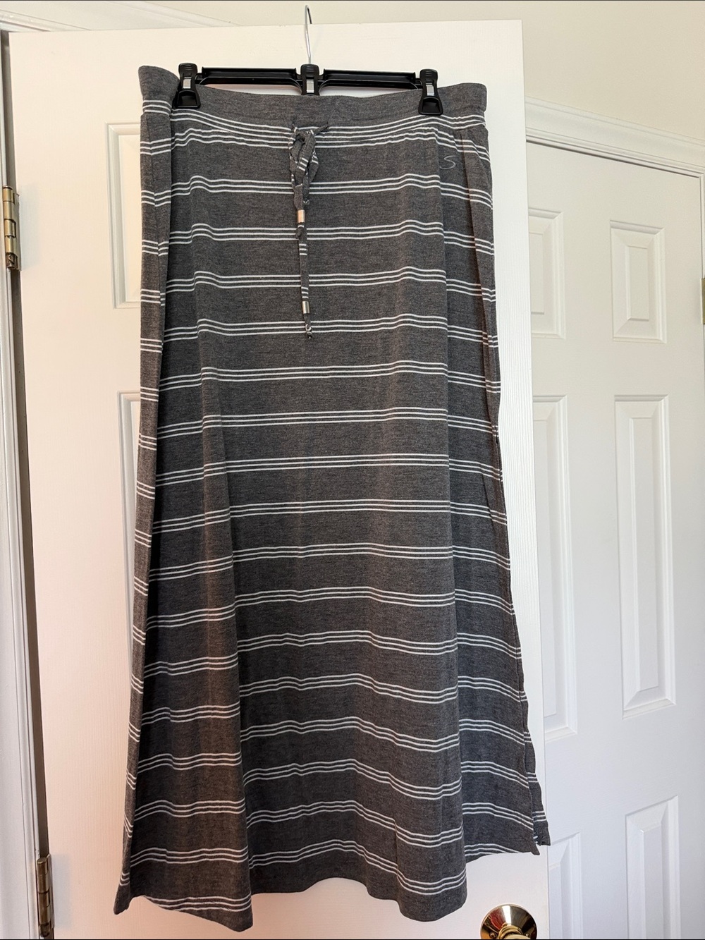 Seven7 Charcoal Gray Striped Pull-On Maxi Skirt